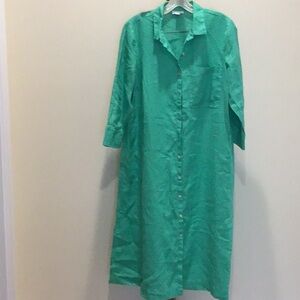J-Jill love linen  shirt dress size small button front side pockets midi  used